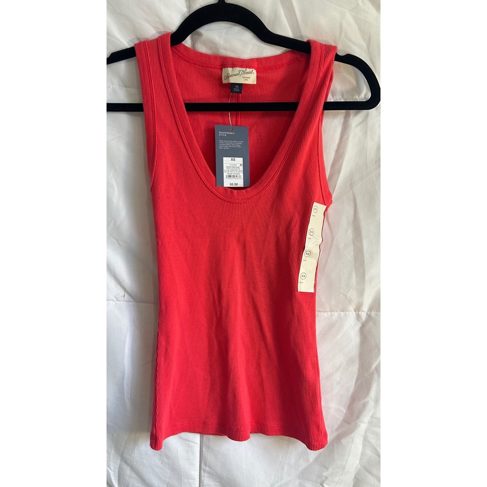 Universal‎ Thread Womens XS Ribbed V Neck Tank Top Blazing Coral